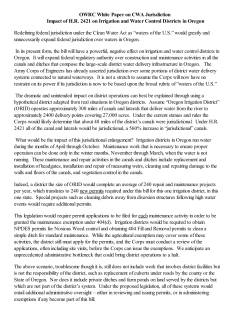 OWRC White Paper on CWA Jurisdiction Impact of H.R. 2421 on