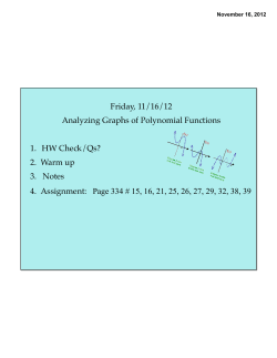 Friday, 11/16/12 Analyzing Graphs of Polynomial Functions 1. HW