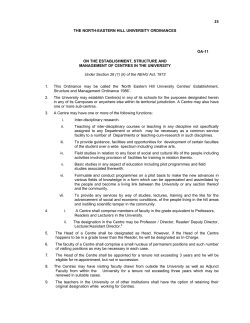 On the Establishment, Structure and Management of Centres