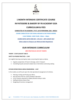 1 month intensive certificate course in patisserie
