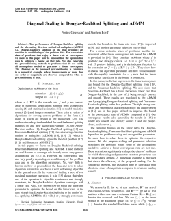 Diagonal Scaling in Douglas-Rachford Splitting and ADMM