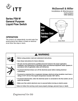 Series FS8-W General Purpose Liquid Flow Switch Now with