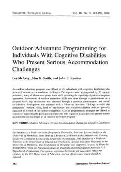 Outdoor Adventure Programming for Individuals With Cognitive