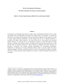 1 Pay for Environmental Performance: The Effect of Incentive