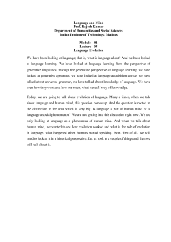 Language and Mind Prof. Rajesh Kumar Department of