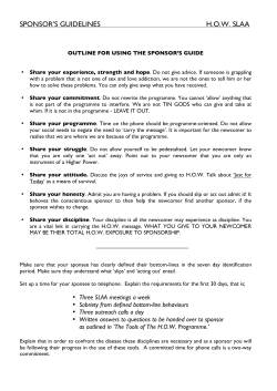 H.O.W. Sponsors Guide - SLAA China Intergroup