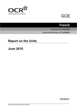 French Report on the Units June 2010