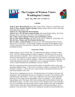 April-May 2008 - League of Women Voters of Washington County, AR