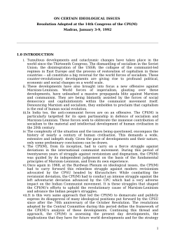 ON CERTAIN IDEOLOGICAL ISSUES Resolution Adopted at the