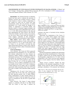 Geochemistry of Venus Basalts with Constraints on - USRA