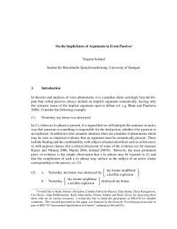 On the Implicitness of Arguments in Event Passives Torgrim Solstad