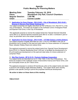Agenda Public Meeting for Planning Matters Meeting Date