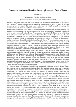 Comments on chemical bonding in the high pressure form of Boron