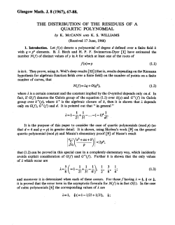 Glasgow Math. J. 8 (1967), 67-88. THE DISTRIBUTION OF THE