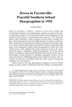 Brown in Fayetteville: Peaceful Southern School Desegregation in