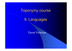 Toponymy course 9. Languages