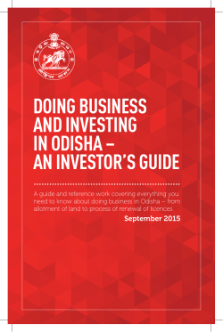 DOING BUSINESS AND INVESTING IN ODISHA &ndash; AN INVESTOR`S
