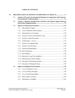 TABLE OF CONTENTS 7.0 IDENTIFICATION OF