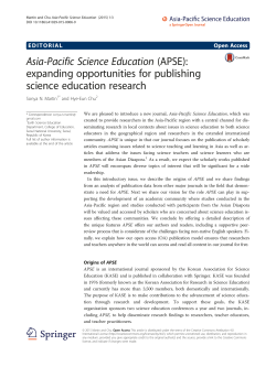 Asia-Pacific Science Education (APSE): expanding opportunities for