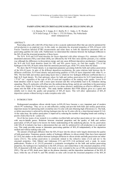 PASSIVATING MULTI CRISTALLINE Si SOLAR CELLS USING SiNx