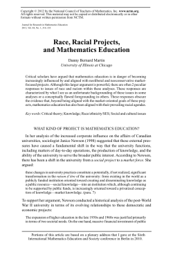 Race, Racial Projects, and Mathematics Education