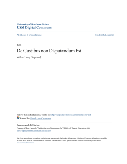 De Gustibus non Disputandum Est