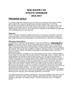 NEW WAVERLY ISD ATHLETIC HANDBOOK 2016