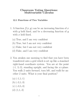 Multivariable Calculus 1. A function f(x, y)