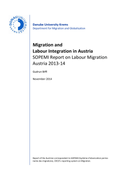 Migration and Labour Integration in Austria. SOPEMI Report on