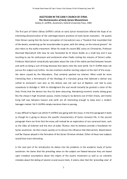 ASCETICISM IN THE EARLY CHURCH OF SYRIA