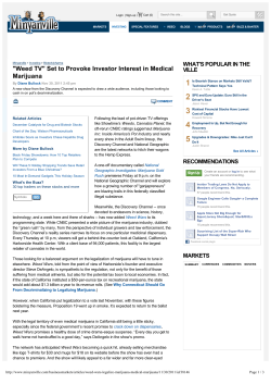 Minyanville Weed tv set to provoke investor interest in medical