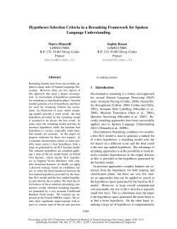 Hypotheses Selection Criteria in a Reranking Framework for Spoken