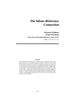 The Idiom&ndash;Reference Connection - Association for Computational