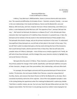 Becoming Wilderness: A Look at Betrayal in A Mercy