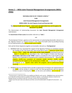Draft MoU, Joint Financial Assessment.Sierra Leone example
