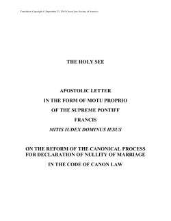 MITIS IUDEX DOMINUS IESUS - Tribunal of the Diocese of Bridgeport