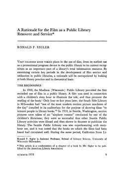 A Rationale for the Film as a Public Library Resource