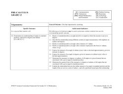 Common Curriculum Framework Grades 10