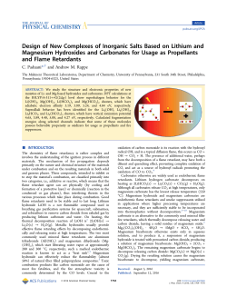 Design of New Complexes of Inorganic Salts Based on Lithium and