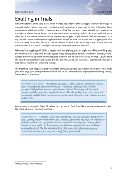 Exulting in Trials - From Alpha To God