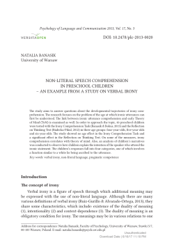 Non-literal speech comprehension in preschool children&ndash;an