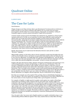 Quadrant Online The Case for Latin