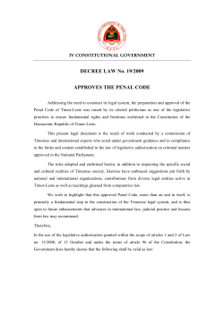 DECREE LAW No. 19/2009 APPROVES THE PENAL CODE