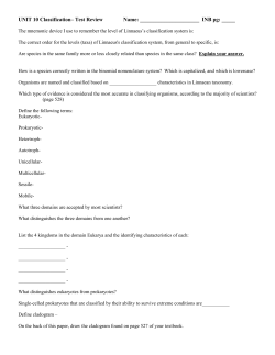 UNIT 10 Classification&ndash; Test Review Name: INB pg: _____
