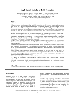 Single Sample Cylinder for RGA Correlation