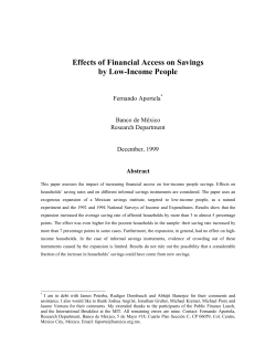 Effects of Financial Access on Savings by Low
