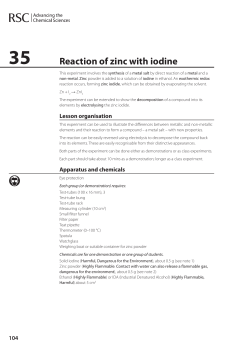 Reaction of zinc with iodine