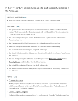 In the 17 century, England was able to start successful colonies in