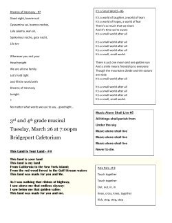 3rd and 4th grade musical Tuesday, March 26 at 7:00pm Bridgeport