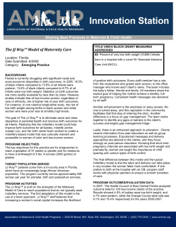 The JJ Way&trade; Model of Maternity Care